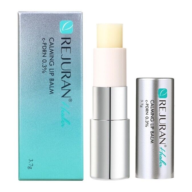 Rejuran Calming Lip Balm with packaging on a white background